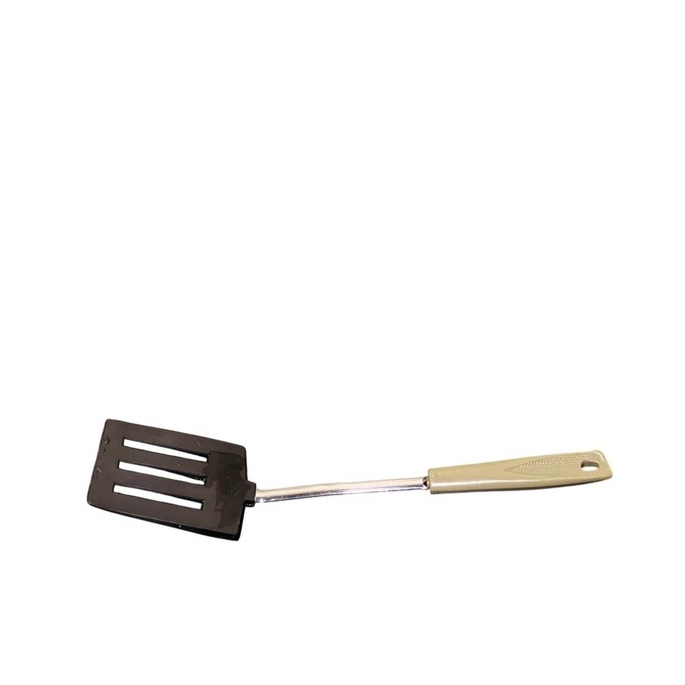 EKCO Slotted Spatula Kitchen Utensil Green  Handle Black Nylon USA Vintage